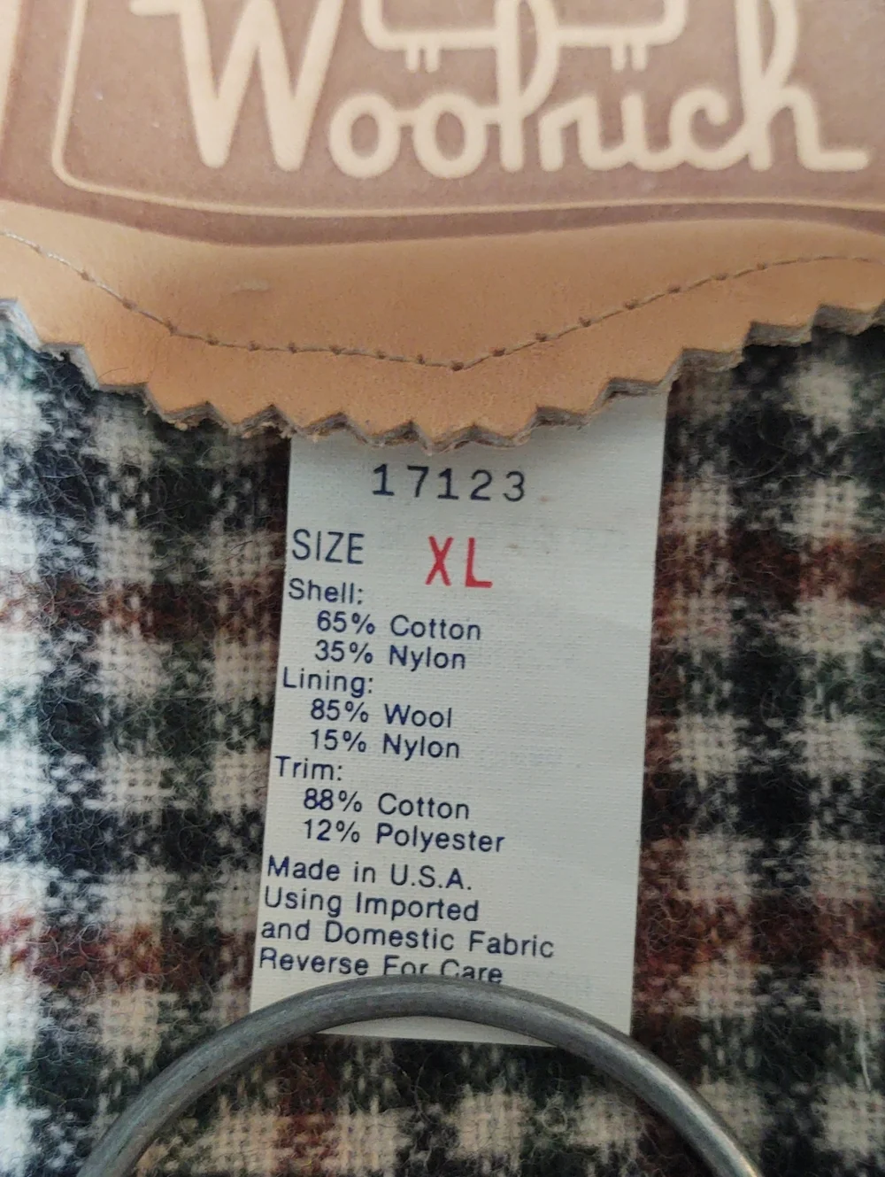 Vintage Woolrich Men's Waxed Cotton Plaid Wool Lined Corduroy Collar Green XL
